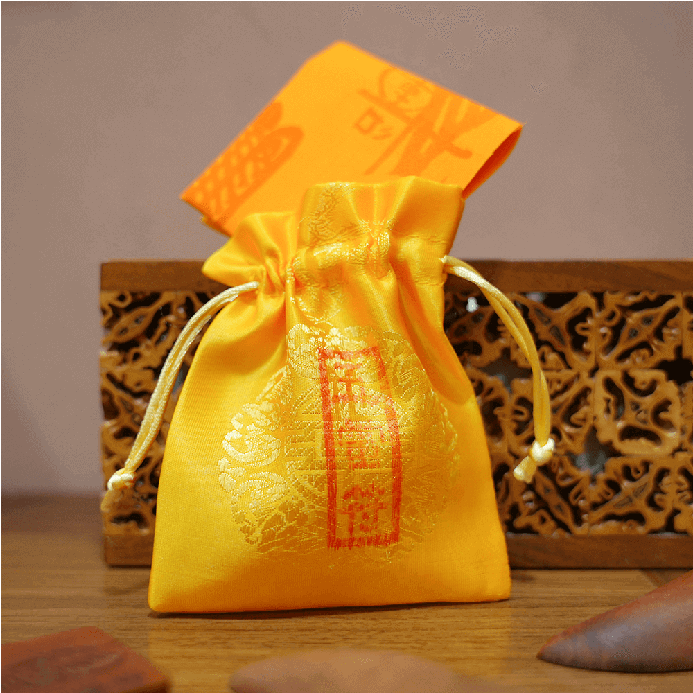 Five Thunder Talisman cloth standing against wall, lifestyle showcase