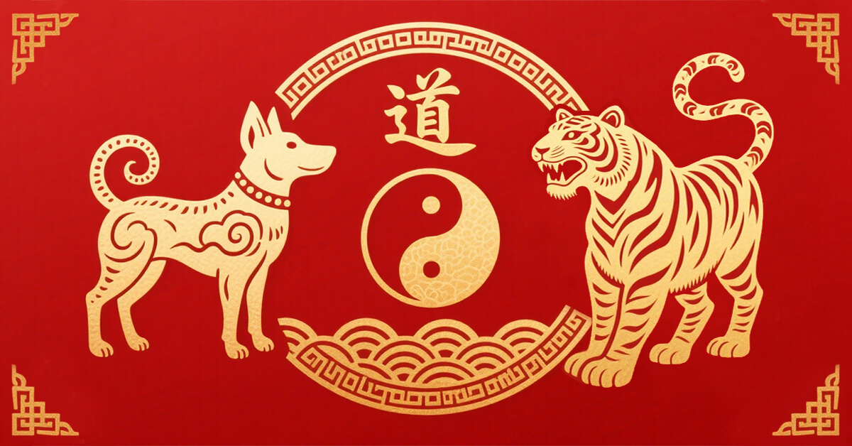 Dog And Tiger Compatibility Taoaura Talisman - Daoist-Blessed Chinese Zodiac For Courage And Loyalty