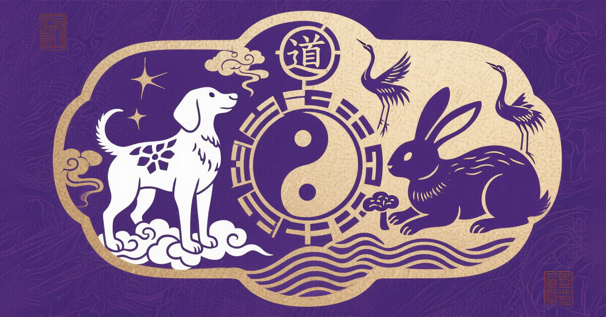 Taoaura Daoist-blessed zodiac dog & rabbit compatibility talisman - Enhance harmony and luck for the auspicious six-harmony match