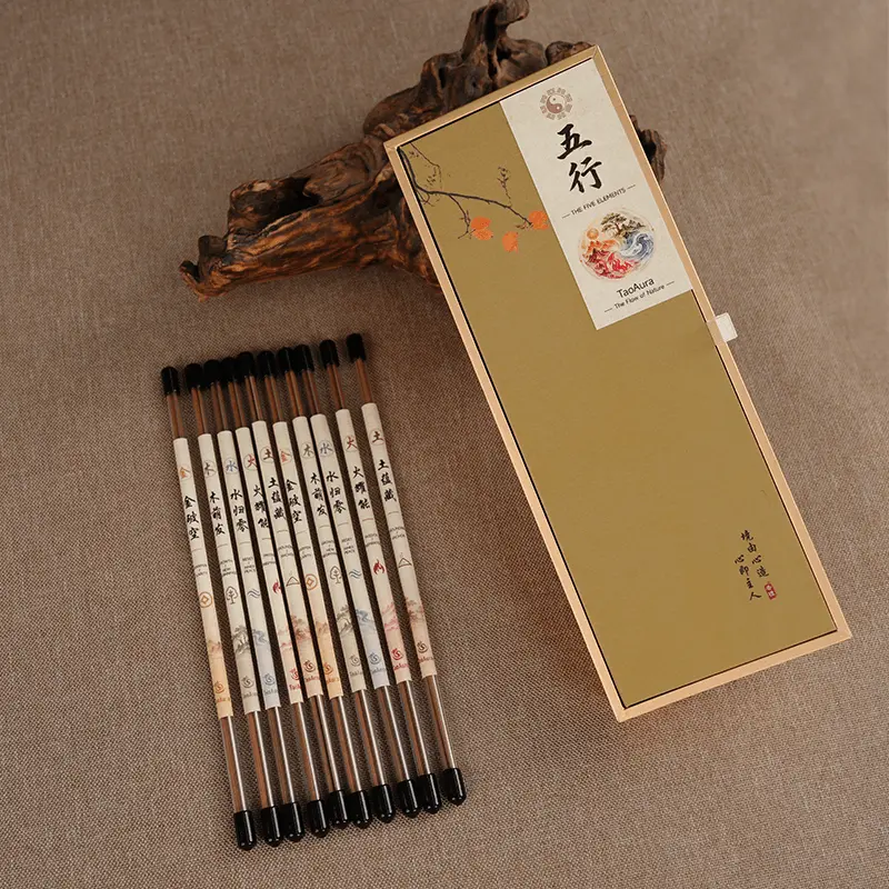 Full incense box set with wood decor.